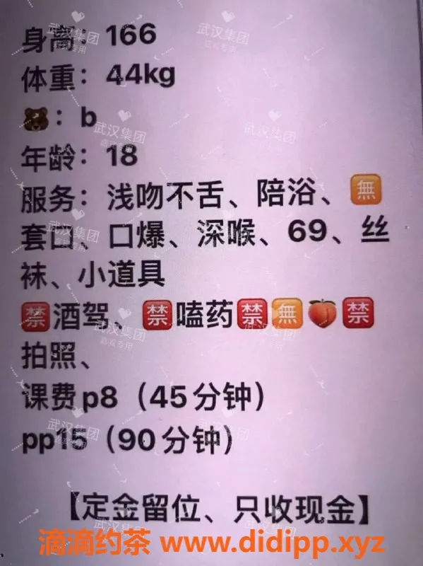 武汉楼凤资源信息,汉口瑶瑶，年轻美丽，服务优质