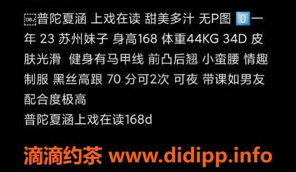 上海楼凤-普陀夏涵，身高168cm，D杯，1800PP服务等你来体验！