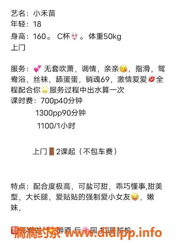 广州楼凤-天河小禾苗，价格700元，已验证 ✅