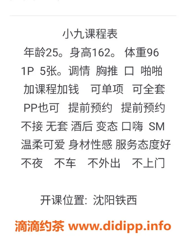 沈阳楼凤-沈阳嫩妹小九，颜值高、真胸，500p服务等你来体验！