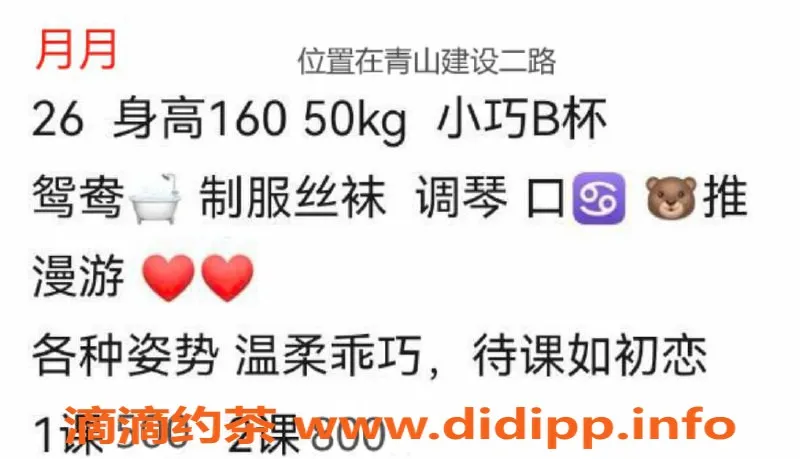 武汉楼凤-武昌区月月，服务优质仅需500p