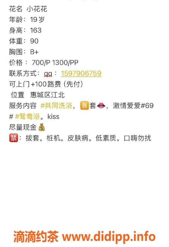 惠州楼凤-江北小花花，激情服务700起，诱惑无限！