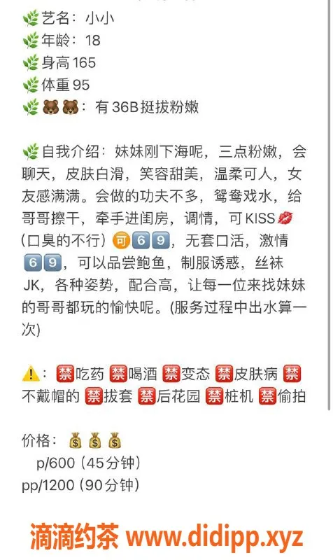 中山楼凤-东区小晴，18岁，胸围36B，性价比高